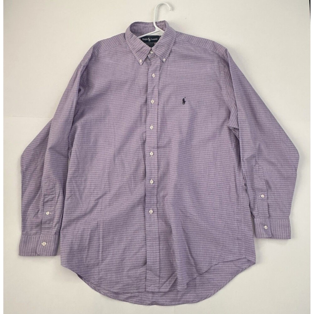 Ralph Lauren Purple Checkered Men's Long Sleeve Dress Shirt Size 16 1/2 /34
